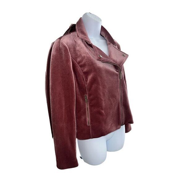VINCE CAMUTO Women's Winter Velvet Motorcycle Jacket Pink S - Picture 3 of 8